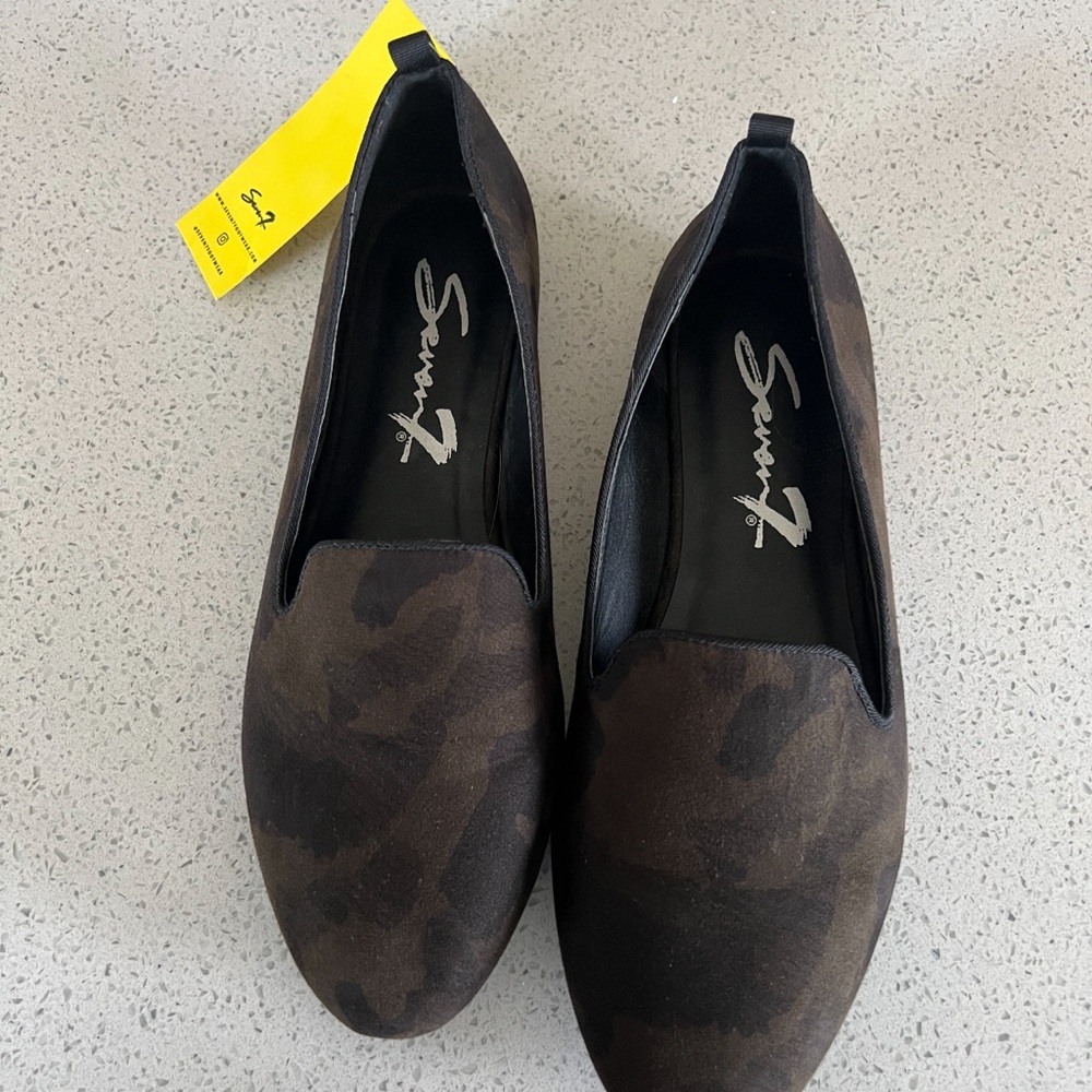Brown Suede Camo Flats